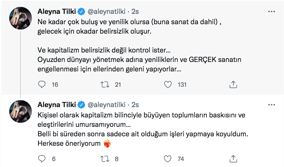 aleyna tilki den kapitalizm ve sanat aciklamasi